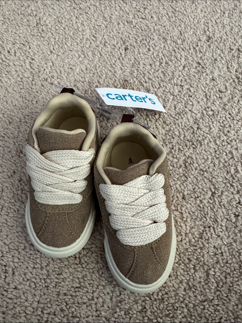 NWT Carter's Albert Khaki Lace-Up Baby Shoes